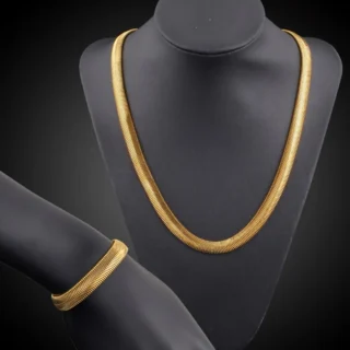 Gold-Plated Flat Herringbone Chain for Men