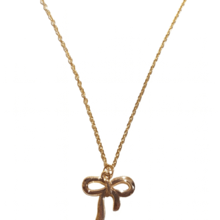 Elegant Pearl Bow Pendant Necklace – Gold-Plated Chain