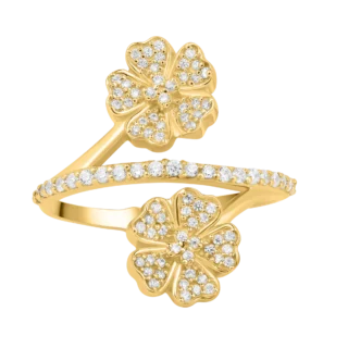 Elegant Silver-Plated Floral Dual-Band Ring for Women