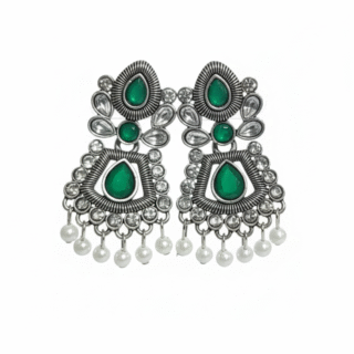 Vintage-Inspired Black Stone & Crystal Drop Earrings Copy