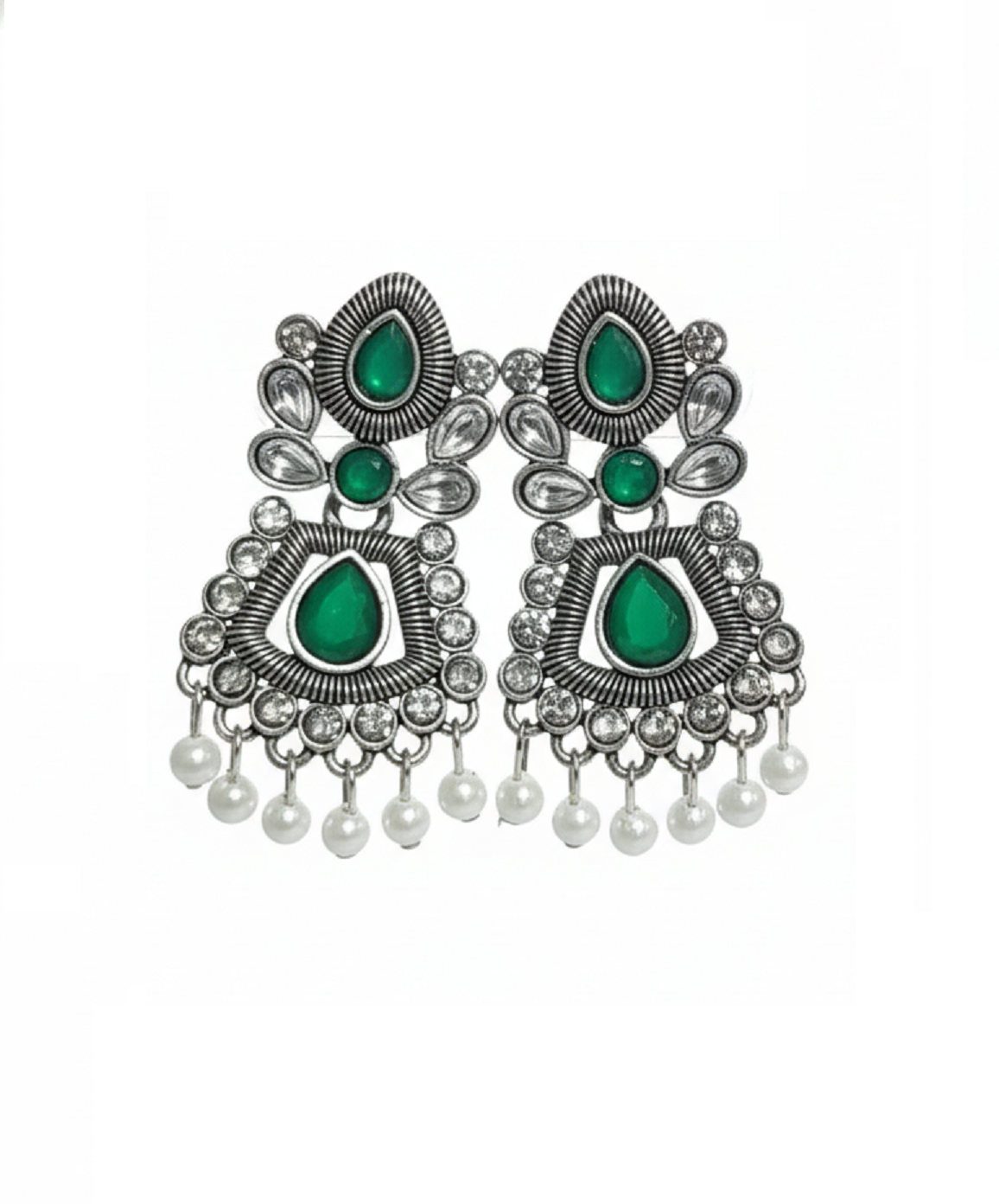 Vintage-Inspired Black Stone & Crystal Drop Earrings Copy