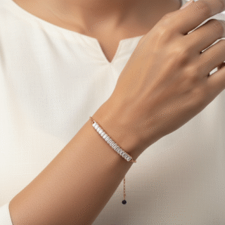 ✨ Elegant Rose Gold Crystal Baguette Bracelet – Premium Fashion Jewellery