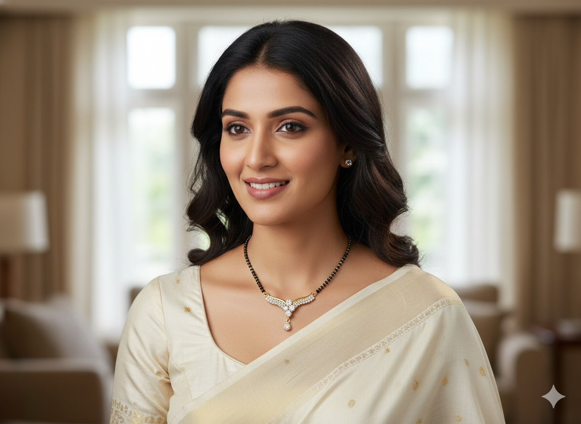 Elegant Gold-Plated Mangalsutra with Sparkling CZ Stones for Women | Daily Wear Modern Mangalsutra | Designer Black Beads Chain Necklace Copy