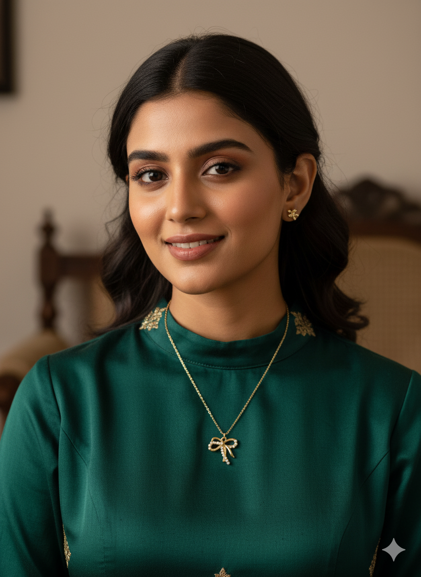 Elegant Pearl Bow Pendant Necklace – Gold-Plated Chain