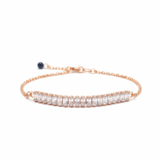 ✨ Elegant Rose Gold Crystal Baguette Bracelet – Premium Fashion Jewellery