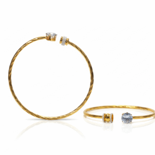 Elegant Gold-Plated Floral Bangle with Pastel Gemstones