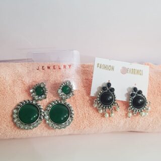 Combo - Blue Stone Antique & Yellow Meenakari Pearl Earrings Copy