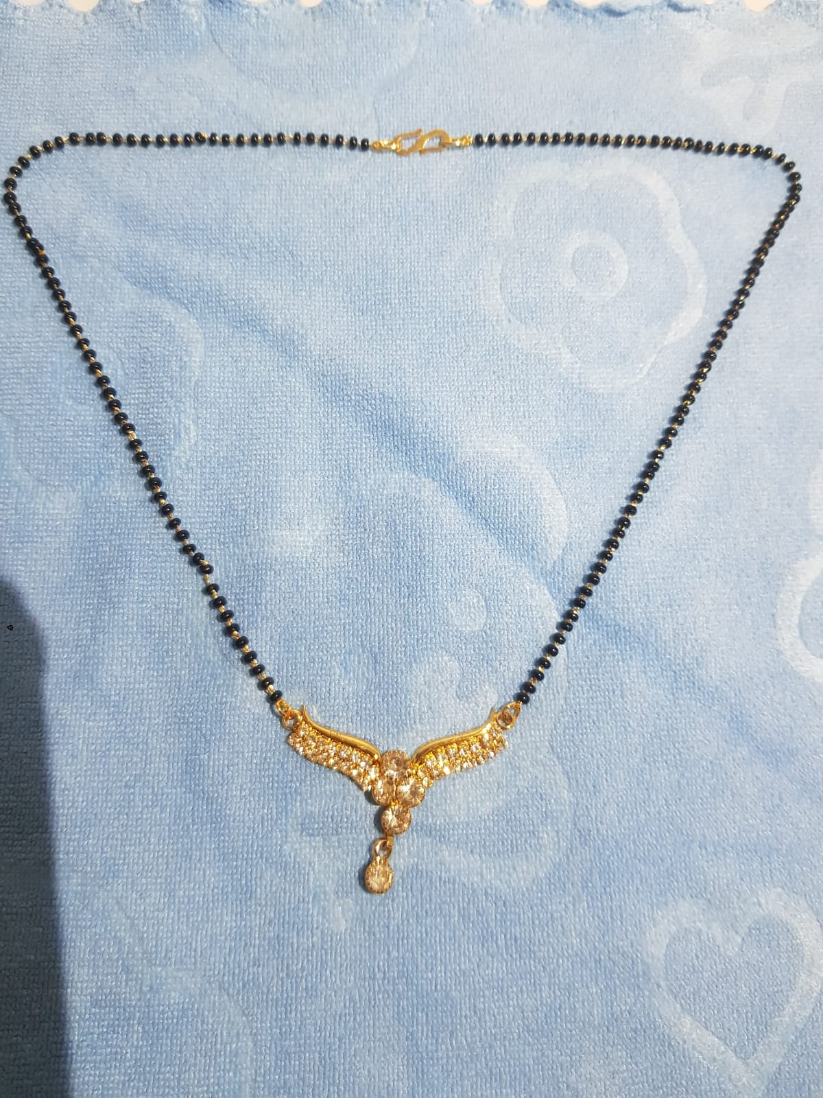 Elegant Gold-Plated Mangalsutra with Sparkling CZ Stones for Women | Daily Wear Modern Mangalsutra | Designer Black Beads Chain Necklace Copy - Image 3