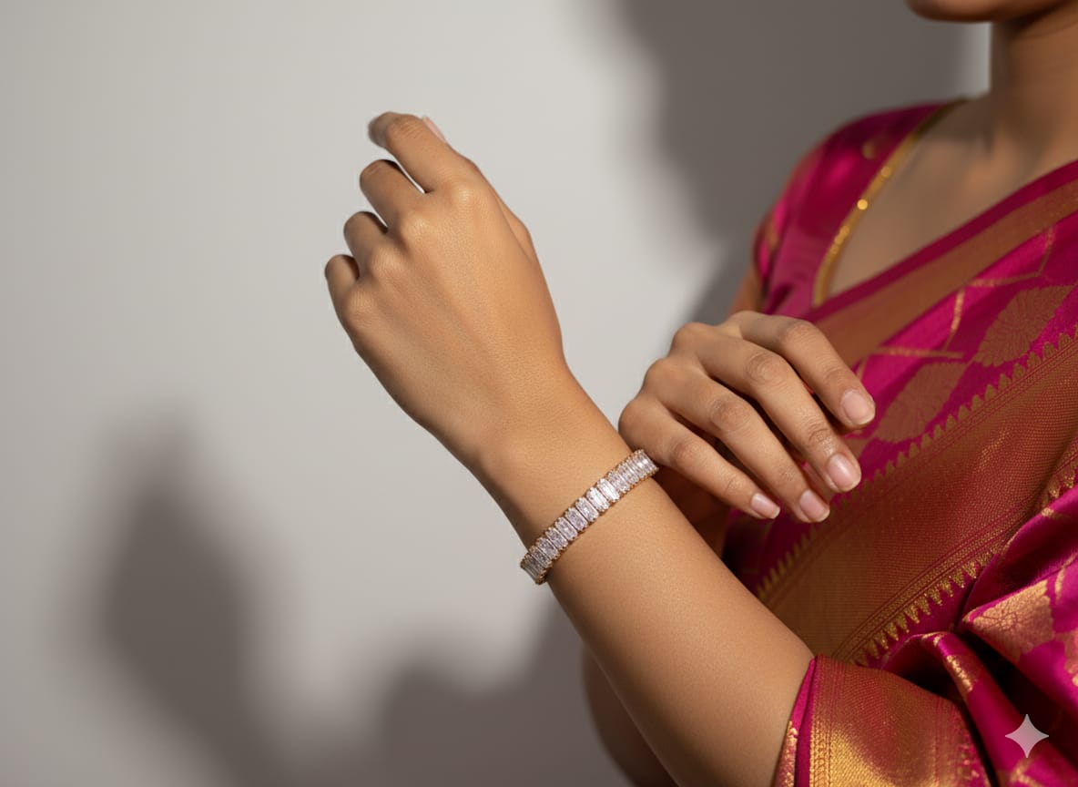 ✨ Elegant Rose Gold Crystal Baguette Bracelet – Premium Fashion Jewellery - Image 4