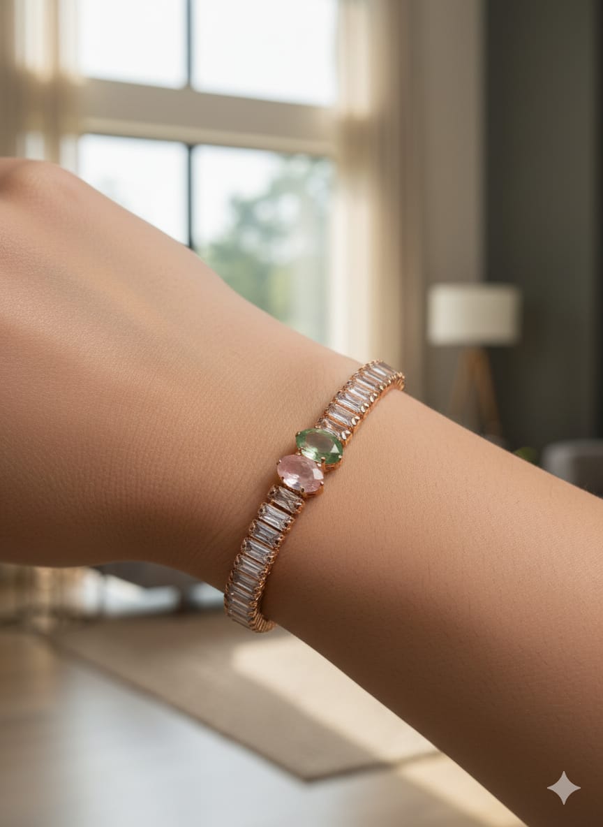 Elegant Crystal Stone Bracelet – Premium Rose Gold Finish | Women’s Fashion Jewelry - Image 3