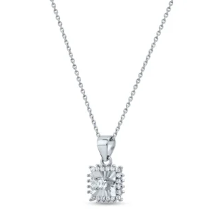 Elegant Square-Cut CZ Pendant & Stud Earrings Set 925 Silver