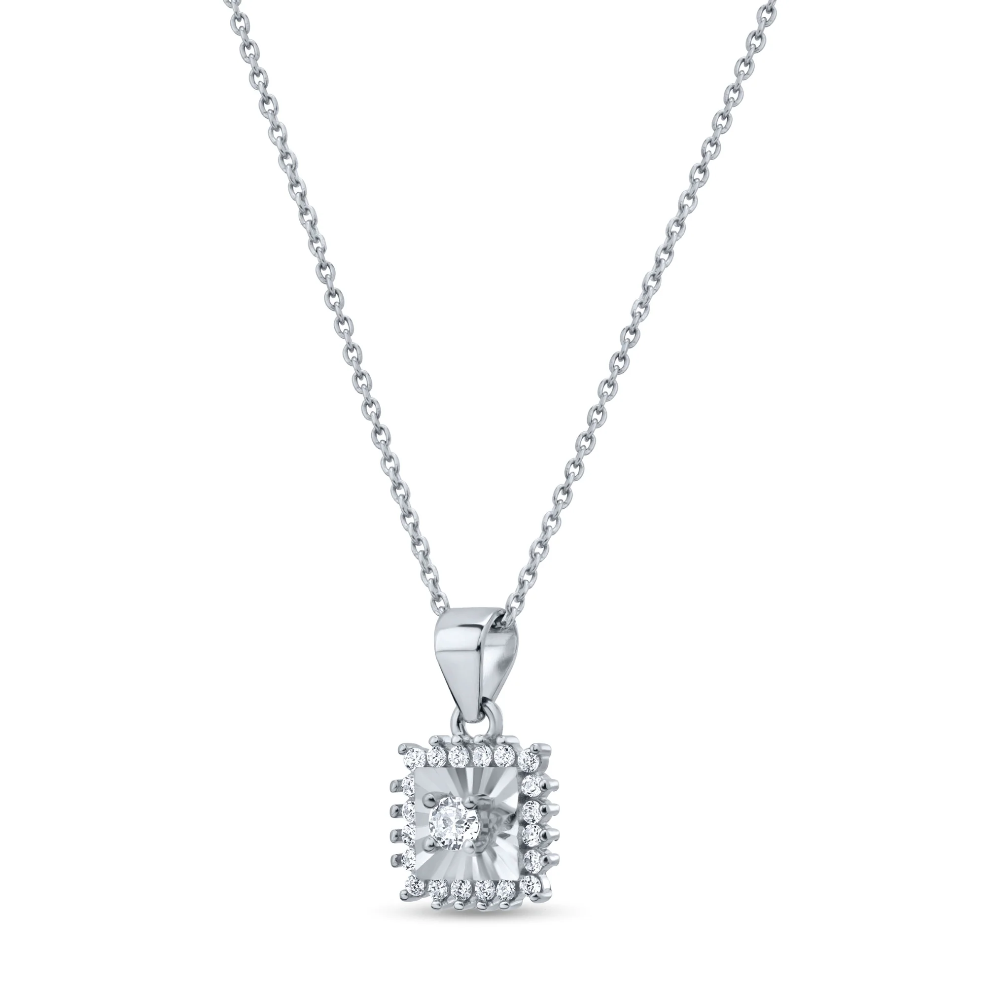 Elegant Square-Cut CZ Pendant & Stud Earrings Set 925 Silver - Image 2