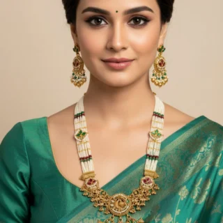 Traditional Multi-Layer Beaded Necklace Set with Earrings