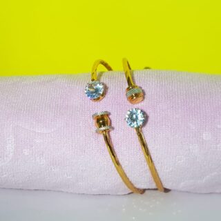 Elegant Gold-Plated Floral Bangle with Pastel Gemstones