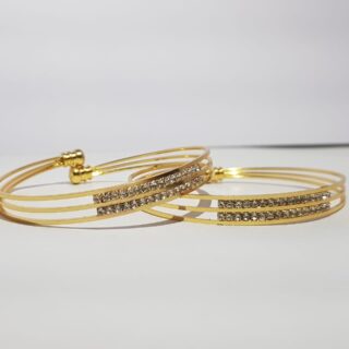 Elegant Gold-Plated Floral Bangle with Pastel Gemstones