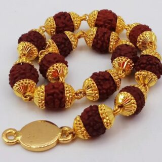Premium Rudraksha Mala with Gold-Plated Designer Caps – Elegant & Spiritual