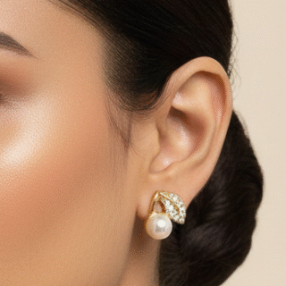 Yatiskar Gold Plated Pearl Stud Earrings