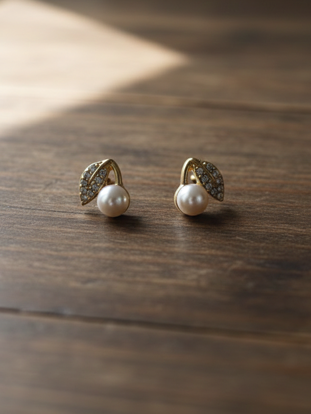 Yatiskar Gold Plated Pearl Stud Earrings - Image 3