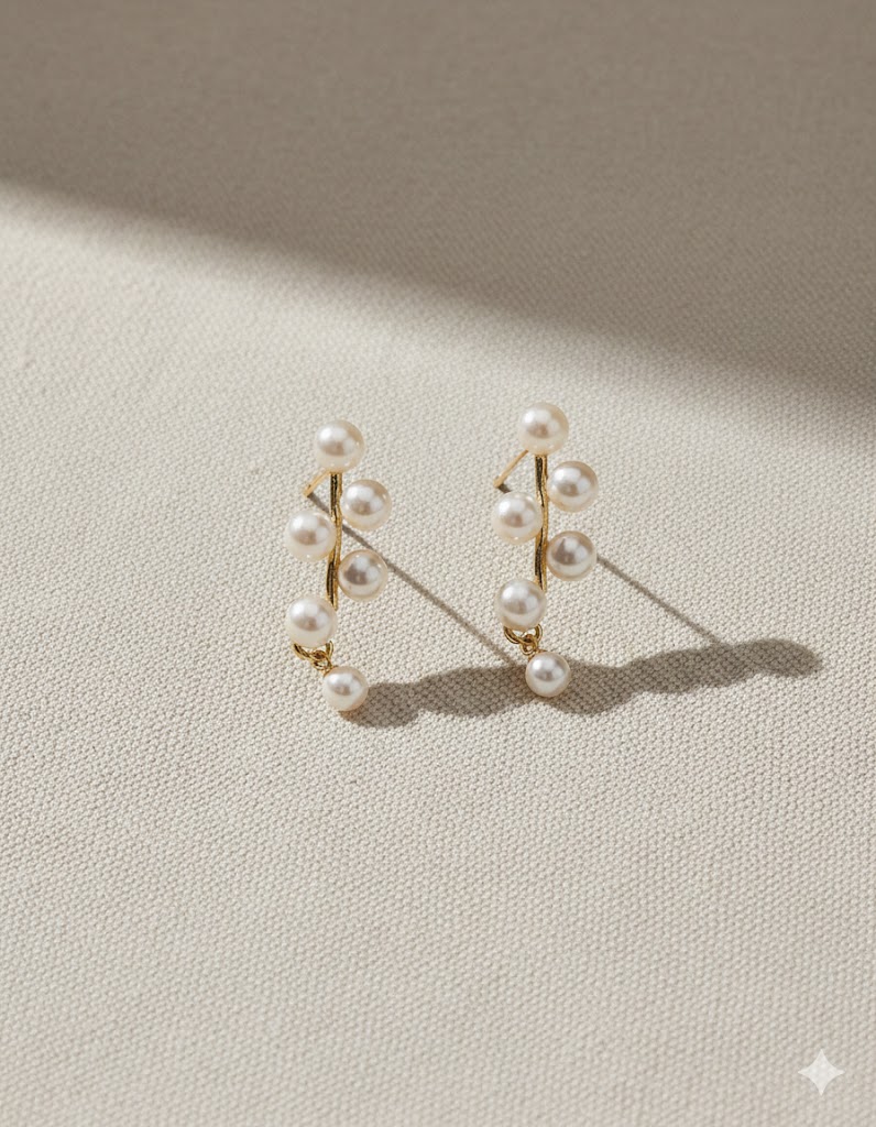 Elegant Gold Plated Pearl Vine Earrings – Stylish Ear Climber Design - Image 4