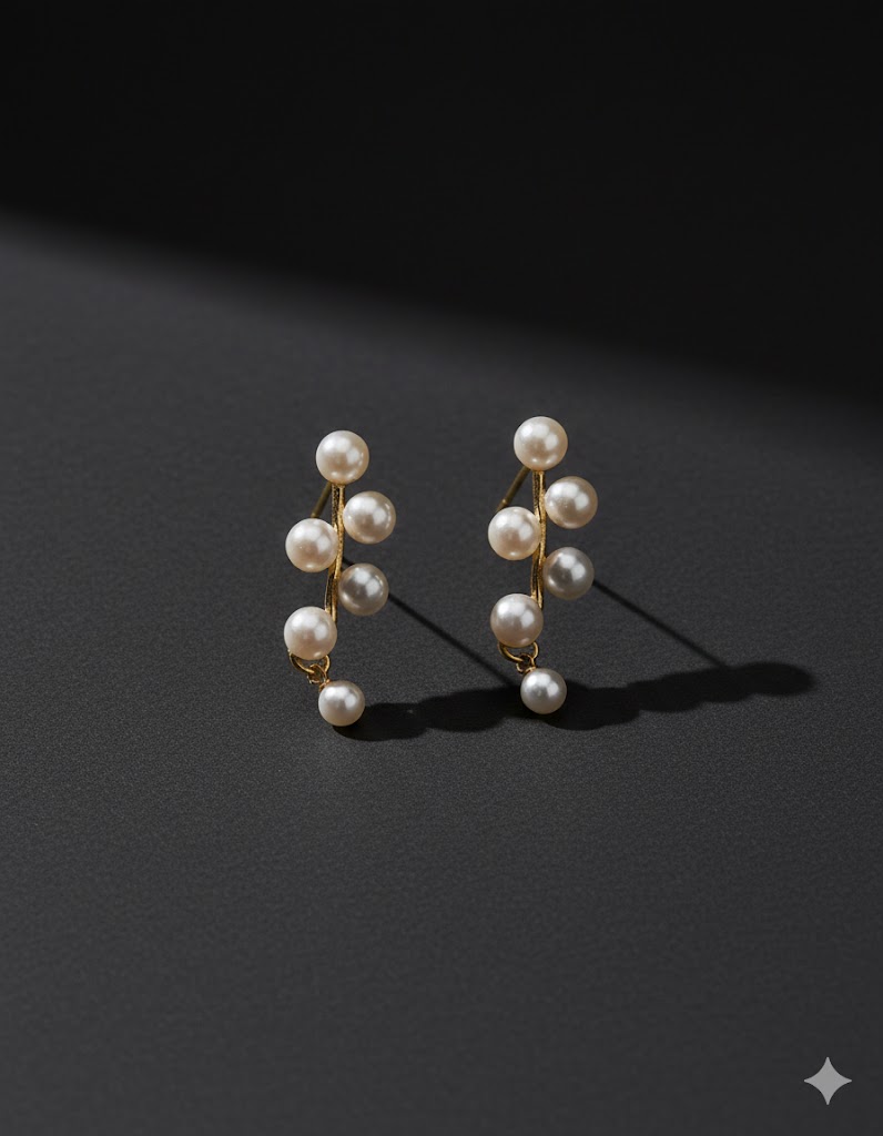 Elegant Gold Plated Pearl Vine Earrings – Stylish Ear Climber Design - Image 3